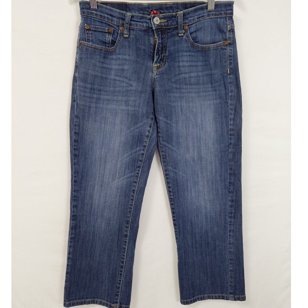 Lucky Brand Easy Rider Crop Cotton Blend Blue Stretch Jeans Women Size 6